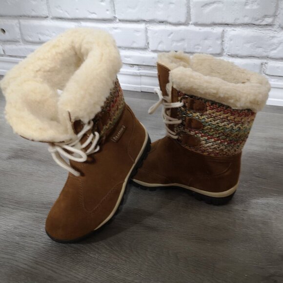 BearPaw Ladies Size 5 Tan Ophelia Sheepskin & Wool Blend Lined Winter Boots - Picture 5 of 10